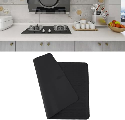 Siliconen afdruipmat, 71 x 50 cm, afdruipmat voor servies, afdruipmat, gootsteenmat voor de keuken om servies en glazen te drogen (zwart)