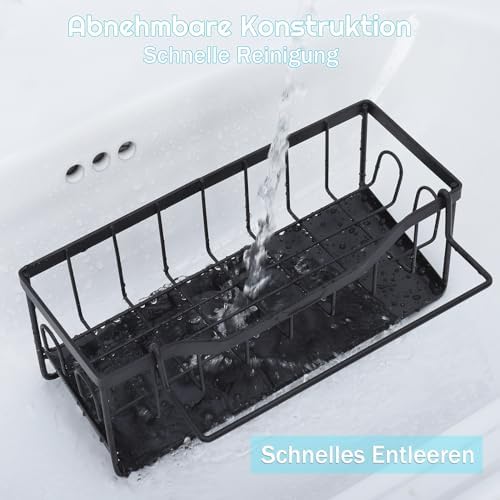 Spoelbak-organizer met afdruipbak, keuken-organizer met handdoekhouder, sponshouder, opbergen & organiseren in de keuken, zonder boren, spoelbak, badkamer