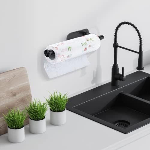Papieren handdoekhouder, onderbouw, papieren handdoekhouder voor de keuken, zelfklevend of met schroeven, wandmontage, papieren handdoekrolhouder voor keuken, badkamer
