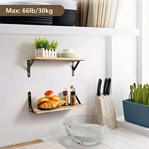 Houten wandplank, set van 2 wandplanken, decoratieve planken voor aan de muur, diepte 15 cm, lengte 42,5 cm, wandplank voor woonkamer, slaapkamer, badkamer, keuken