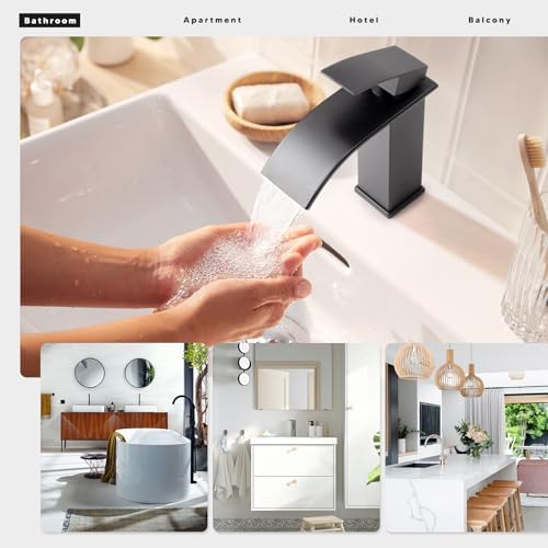 Wastafelkraan voor de badkamer Waterval-wastafelkraan voor de badkamer Waterval-wastafelkraan Eengreepsmengkraan Wastafelmengkraan Warm en koud instelbaar (Gr