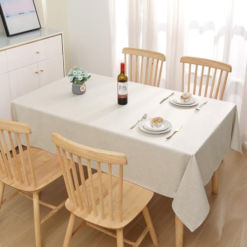 Tafelkleed, waterafstotend, lotuseffect, wasbaar, tafelkleed in linnenlook, vuilafstotend, vierkant, 100 x 140 cm, beige