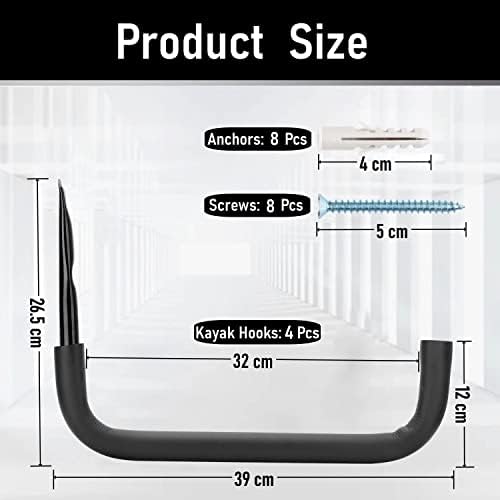 Aan de muur bevestigde enorme opberghaak voor in de garage, 39 cm krachtig opbergrek voor surfplanken, ladders, kajaks