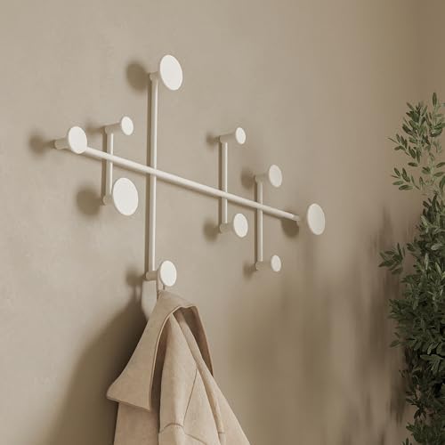 Wandkapstok, minimalistisch design uit Berlijn, moderne metalen kapstok voor aan de muur, wit