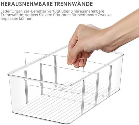 2 koelkastorganizers met 4 vakken, BPA-vrije stapelbare voorraaddozen voor theezakjes, snacks, kruiden