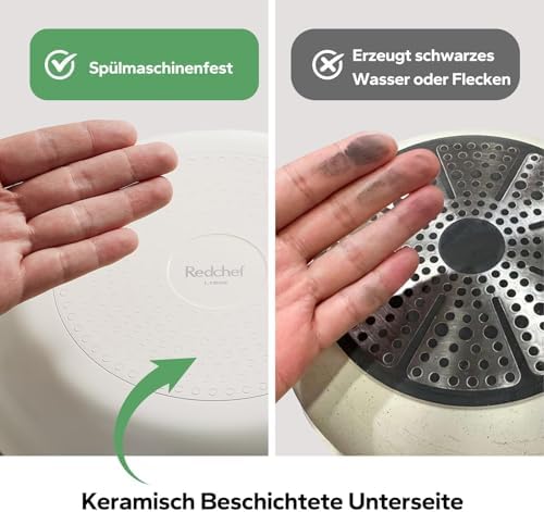 Keramische pannenset met afneembare handgreep, 5-delig, pannen met afneembare handgreep, geschikt voor inductie, ruimtebesparend kookgerei (PTFE-vrij, PFAS-vrij, PFOA-vrij),