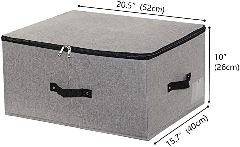 Opvouwbare opbergbak met deksel, 4 handvatten, ritssluiting, voor dekens, kleding, dekbedden, opbergbox, organizer voor slaapkamer, kledingkast, plank, 52 x 40 x 26 cm, Da