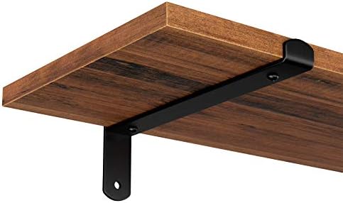 Wandplanken, 2 stuks, zwevend, decoratief, retrostijl, maximale belasting 15 kg/stuk, 60 x 20 x 7 cm, MDF, bruin en zwart LWS04NB