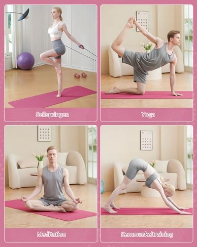 Yogamat Fitnessmat Antislip Trainingsmat Sport Turnmatten Pilatesmat Vloertrainingsmat met draagriem 183 x 61 x 0,6 cm