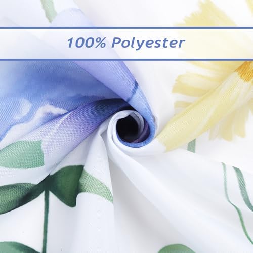 Douchegordijn, lentebloemen, blauw, paars, wilde bloemen, planten, 180 x 180 cm, schimmelbestendig, waterdicht, polyester, wasbaar, badkamergordijn voor de badkamer, met 12 haken