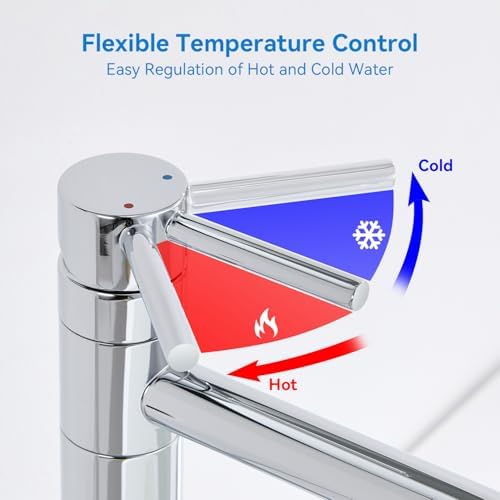 Hoge badkamerkraan, wastafelkraan, opzetkraan voor de wastafel, 360° draaibaar, mengkraan voor koud en warm water, uitloop ho