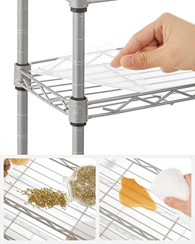 Kruidenrek met 3 niveaus, keukenorganizer, van metaal, met PP-platen, verstelbare legplanken, 15 x 40 x 39,5 cm, matzilver LGR025E01