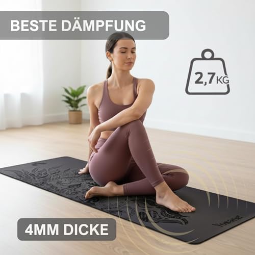 Yogamat van natuurlijk rubber | extreem antislip | ULTRA GRIP-oppervlak van ECO PU | extra breed 68 cm | inclusief draagriem | yogamat 183 x 68 cm | 4