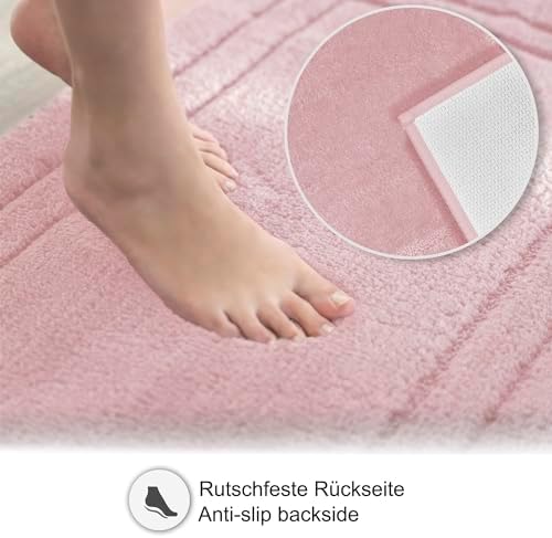 Antislip badmat, te combineren als badmatten-set, toiletmat, badkamermat, wasbare douchemat, badkamerset, roze, 70 x 120 cm