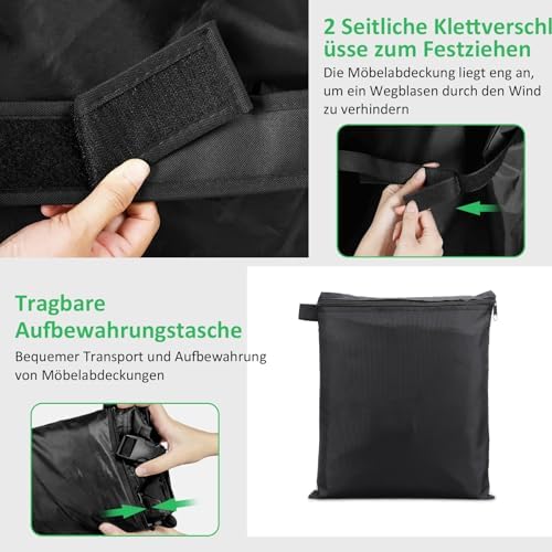 Tuinbankhoes 3-zits, beschermhoezen voor tuinmeubelen, 600D Oxford-weefsel, waterdicht, winddicht, UV-bestendig, scheurvast, beschermend