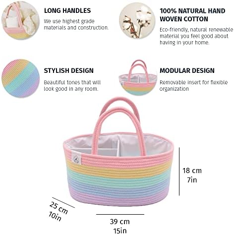Baby-opbergmand – Opbergmand voor commode en kinderkamer – Cadeaus voor pasgeborenen & baby's, opbergmand met vakken & handvatten – Pastel