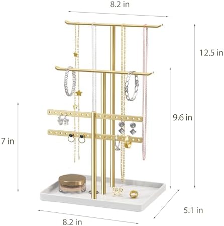 Sieradenorganizer, sieradenstandaard, 32 cm groot, 4 niveaus, stevige sieradenkast voor op reis, sieradenkast voor kettingen, armbanden, parfum en