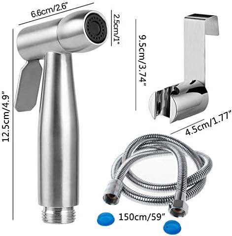 Roestvrijstalen handdouche, toilet, badkamer, bidet voor bidetkranen, toilet met 1,5 m slang en houder, douchekop, babydouche, dierenbad, water