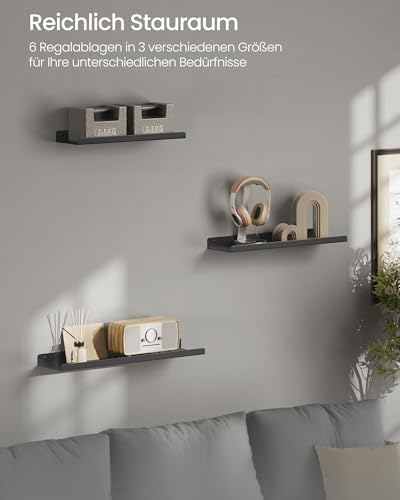 Set van 3 metalen wandplanken, zwevende planken, industrieel design