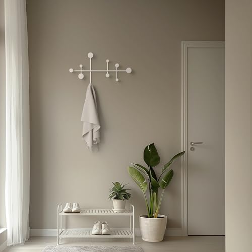 Wandkapstok, minimalistisch design uit Berlijn, moderne metalen kapstok voor aan de muur, wit