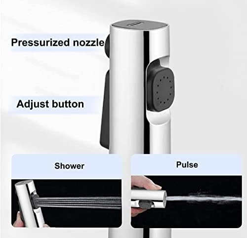 Bidet-handdoucheset, dual-jet-sproeikop, sproeikop van ABS-kunststof met 1,5 m slang en houder voor douche, badkamer, hygiëne, toiletpapier, luierreiniging