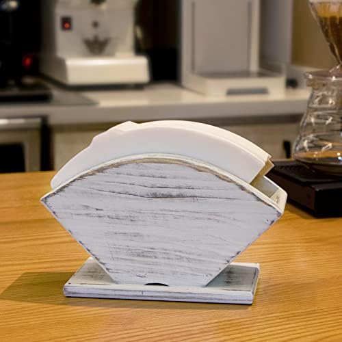 Koffiefilterhouder, filterzakhouder in landhuisstijl van wit grenenhout, houder voor V60 Melitta kegelvormig filterpapier