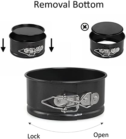 Mini-cakevormen, ronde set, 4-inch springvorm met verwijderbare bodem, antiaanbaklaag, voor cheesecake, taarten en quiches, set van 4
