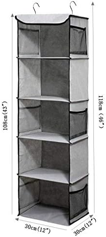 Ging Opbergsysteem, 5 vakken, camping-kledingkast-organizer met ijzeren frame, hangende plank-organizer, opbergsysteem-set