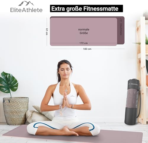 Yogamat – sportmat – fitnessmat – gewatteerde & antislip gymnastiekmat voor fitness, pilates – yogamat – 183 cm x 61 cm x 0,6 cm – training