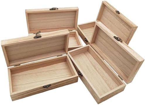 Onbehandelde houten kistjes, rustieke kleine houten kistjes met slot, DIY-opbergdoosjes, opbergdoosjes voor thuis, tafeldecoratie (20 x 1