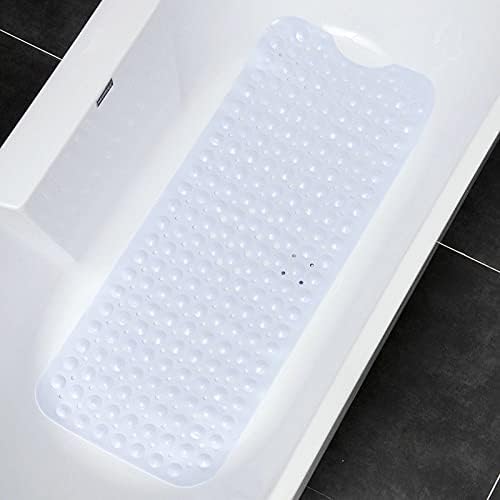 Badmat van 100 x 40 cm, antislip, badmatten voor in de badkuip, machinewasbare douchemat voor kinderen en senioren (transparant)