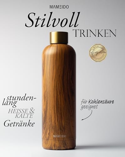 Roestvrijstalen drinkfles 500 ml, eiken-goud – lekvrije thermosfles, drinkfles, BPA-vrij (bisfenol A), isolatiefles, roestvrij staal