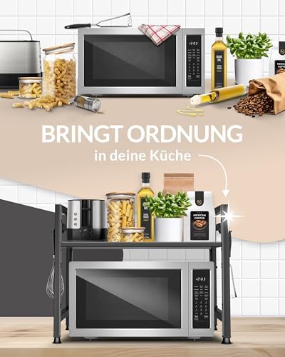 Magnetronrek Keukenrek staand Staal (2 niveaus) | Magnetronrek Magnetronkast | Voorraadrek Bakkersrek in hoogte en lengte verstelbaar