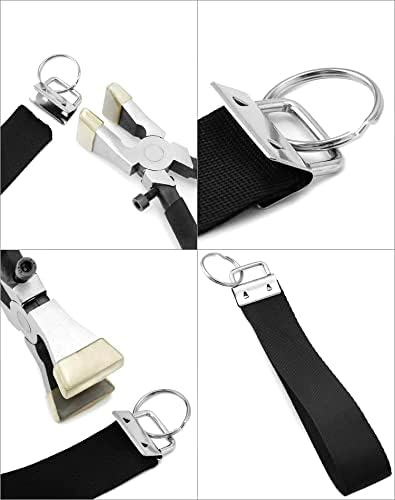 Pakket van 40 zilveren lanyard-blanks met sleutelring en 1 vouwtang, voor 25 mm breed bandmateriaal