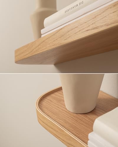 Wandplankenset „Toke“ | 2 hangplanken van echt houtfineer | Zwevende houten plank als wanddecoratie en opbergruimte voor badkamer, woonkamer, keuken,