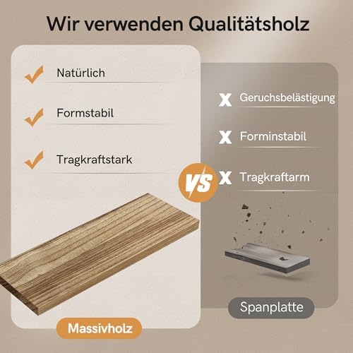 Houten wandplanken, set van 3, kleine wandplanken, zwart metaal, verwijderbare planken, geen boorgaten nodig, massief hout, industrieel, vintage, keuken, woonkamer