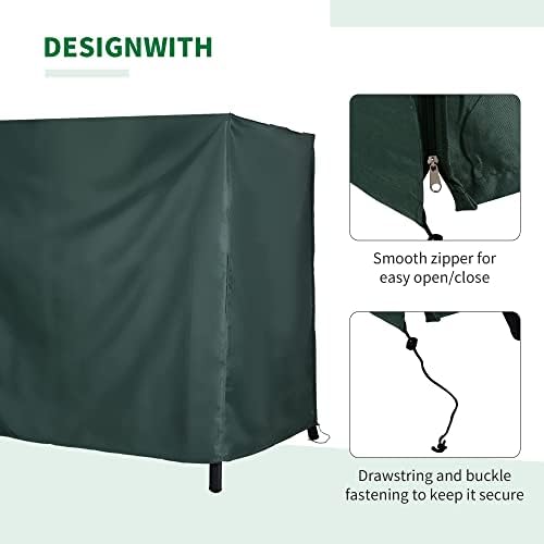Afdekhoes voor grote 3-zits tuinschommel met ritsen, waterdicht, stofdicht, hangmat-tuinafdekhoes, groen (215 x 150 x 150 cm)