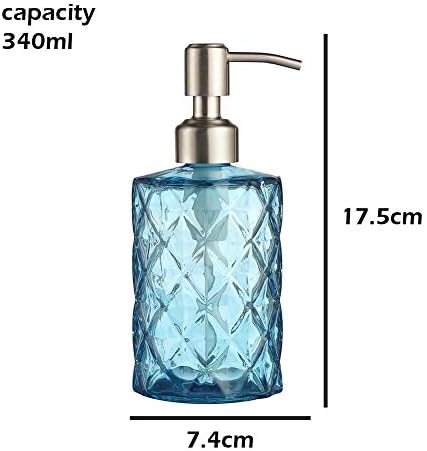 Zeepdispenser Navulbare vloeibare zeepdispenser van glas en roestvrij staal, spuitmond voor afwasmiddel, shampoo, lotion, badkamerblad, keuken