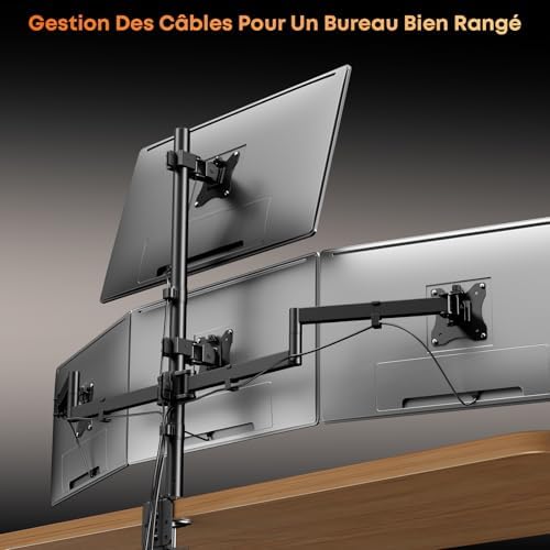 Monitorbeugel voor 4 monitoren van 17 inch – 27 inch – monitortafelbeugel voor LED-LCD-schermen, in hoogte verstelbare monitorbeugel boven elkaar