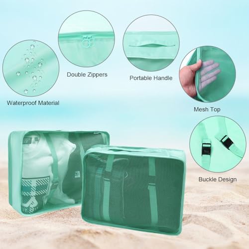 Koffer-organizer-set, 8-delig, packing cubes, waterdichte reiskledingzakken, opbergzakken voor koffers, packing cubes met toilettas, schoenenzak, USB-K