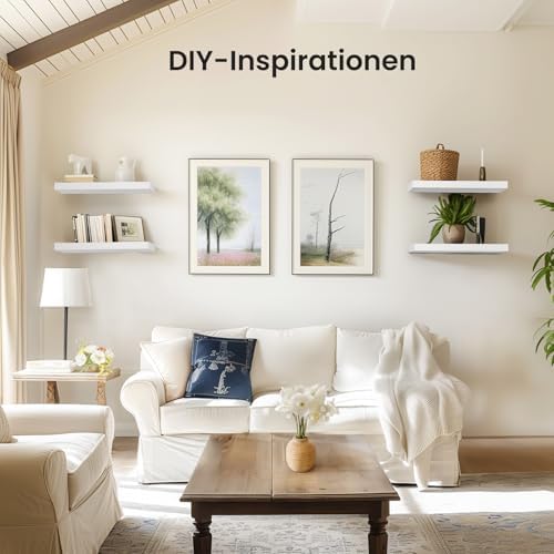 Wandplank, witte wandplanken 40 cm, set van 1 zwevende plank wit, moderne decoratieve planken met strakke afwerking voor slaapkamer, keuken, bureau
