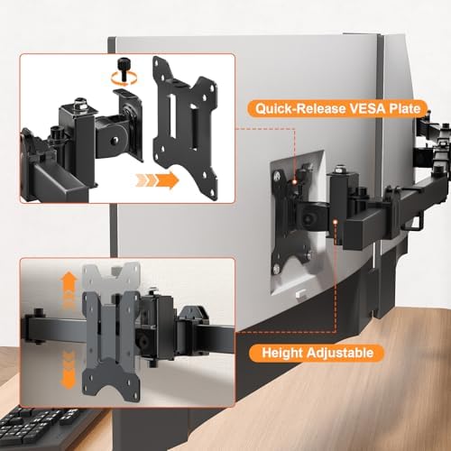 Monitorwandbeugel voor 3 monitoren met 17–32 inch schermen, draaibaar en kantelbaar, VESA 75 x 75/100 x 100 mm, max. 7 kg per scherm, zwart