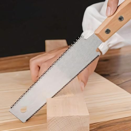 Kleine handzaag, Japanse handzaag, dubbelzijdige trekzaag 12/17 TPI, licht, flexibel zaagblad, handzaag voor houtbewerking met houten handgrepen voor fijne zaagsneden