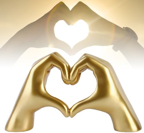 Liefdesvinger-beeldje, moderne gouden gebaren-decoratie, moderne kunstsculptuur, gepersonaliseerde vinger, perfect voor creatieve bruilofts- en bureauversiering (goud