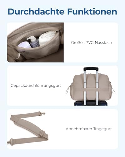 Puffer reistas, sporttas voor dames 24 l, weekendtas, luiertas, waterafstotend, reistas, handbagage, sporttas, ziekenhuistas, bevalling, ziekenhuistas, M