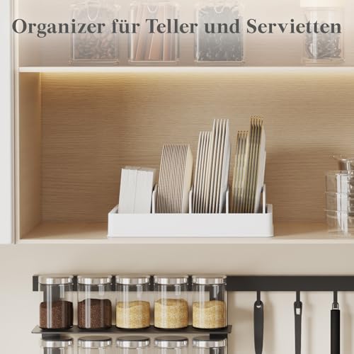 Opbergsysteem voor pannendeksels en vershouddozen, 1 stuk opbergorganizer voor lunchboxdeksels voor in de keuken, pannendekselhouder voor kast en lade, 33 cm met 5 verstelbare T