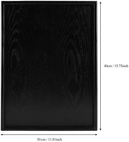 Zwart theeblad van massief hout, koffie, snacks, maaltijden, multifunctioneel serveerblad voor café, restaurant, hotel, thuis (40 x 30 cm)