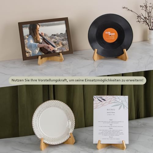 Bordhouder, 6-inch bordhouder, bamboe fotostandaard, fotolijst, mini-tafel-ezel, decoratieve standaards en houders voor borden, boeken en P