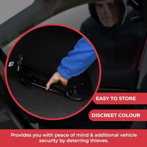 Stuurklem voor auto's – Stuurklem met dubbele stang voor personenauto's, bestelwagens, caravans – met 2 sleutels – Diefstalbeveiliging (zwart)