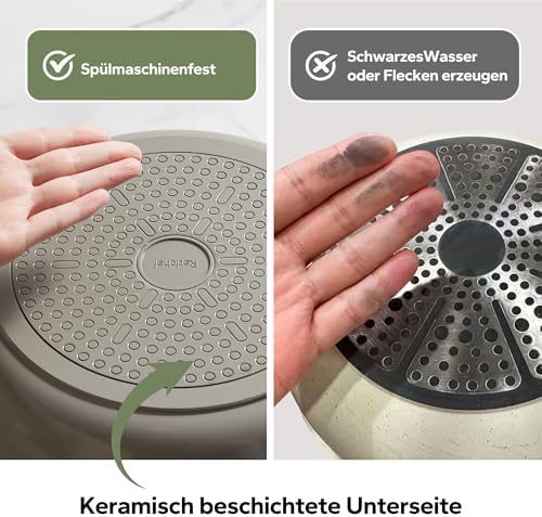 Pannenset, keramische pannenset, inductie, kookgerei, 11-delig, inductiepannenset met glazen deksel, PTFE-vrij, PFAS-vrij, geschikt voor alle soorten fornuizen